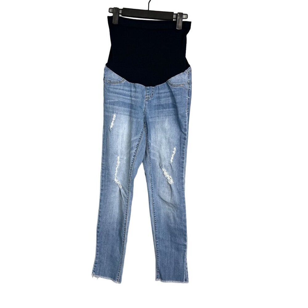 1822‎ Denim Maternity Skinny Jeans Light Wash Distressed Faded Pull On Sz 6 / 28